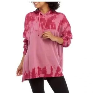 💖 TRUE CRAFT Tunic Hoodie Sweatshirt Pink Tie Dye Women’s Size Small